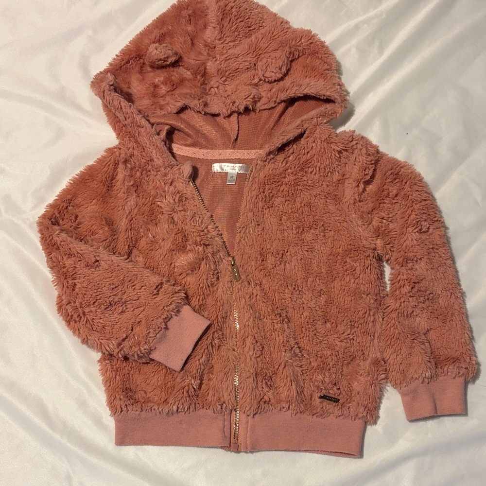Tahari Fuzzy Pink Kids Hoodie with ears